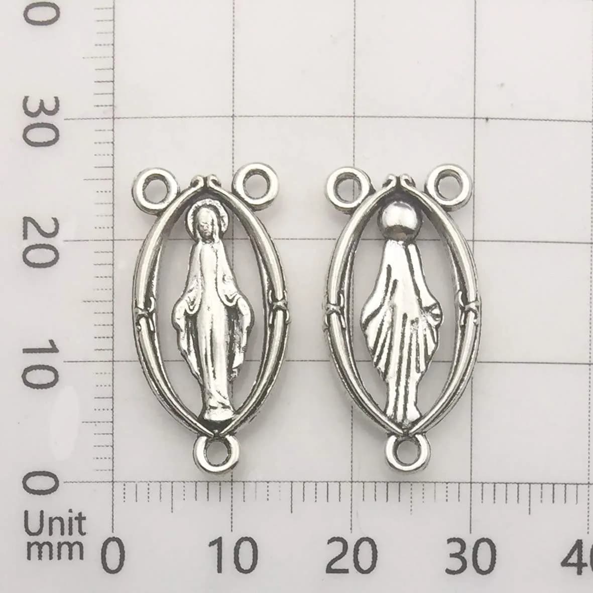 iloveDIYbeads Antique Silver Cross Jesus Maria Charms 100g (60pcs) | Catholic Jewelry Findings for Rosary Making - view 6