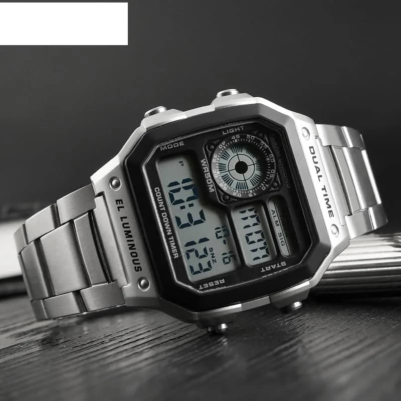 PASOY Men's Digital Sport Watch 43mm (1.7in) | Dual Time, Stopwatch, Countdown, 50M Water Resistant thumbnail 10