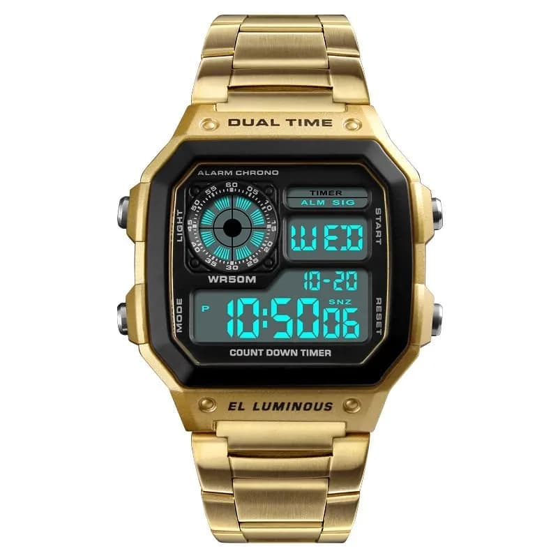 PASOY Men's Digital Sport Watch 43mm (1.7in) | Dual Time, Stopwatch, Countdown, 50M Water Resistant thumbnail 11