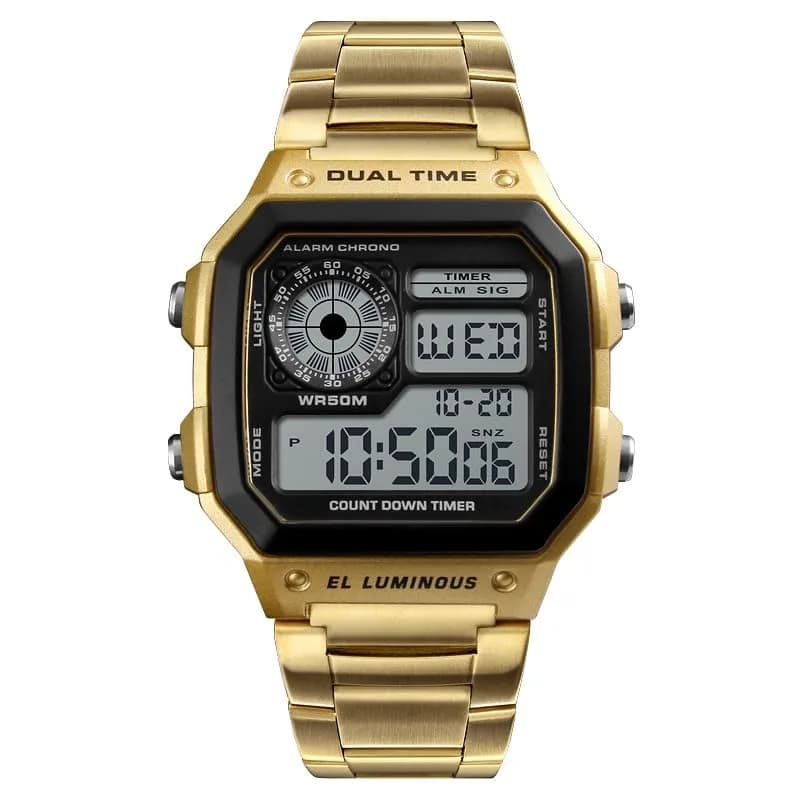 PASOY Men's Digital Sport Watch 43mm (1.7in) | Dual Time, Stopwatch, Countdown, 50M Water Resistant thumbnail 2