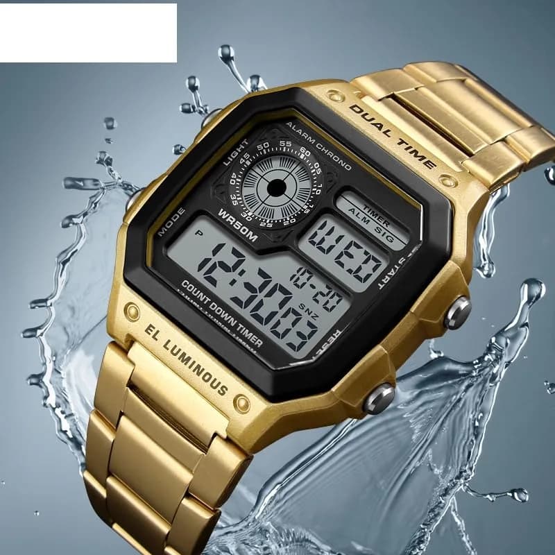 PASOY Men's Digital Sport Watch 43mm (1.7in) | Dual Time, Stopwatch, Countdown, Backlight, 50M Water Resistant thumbnail 11