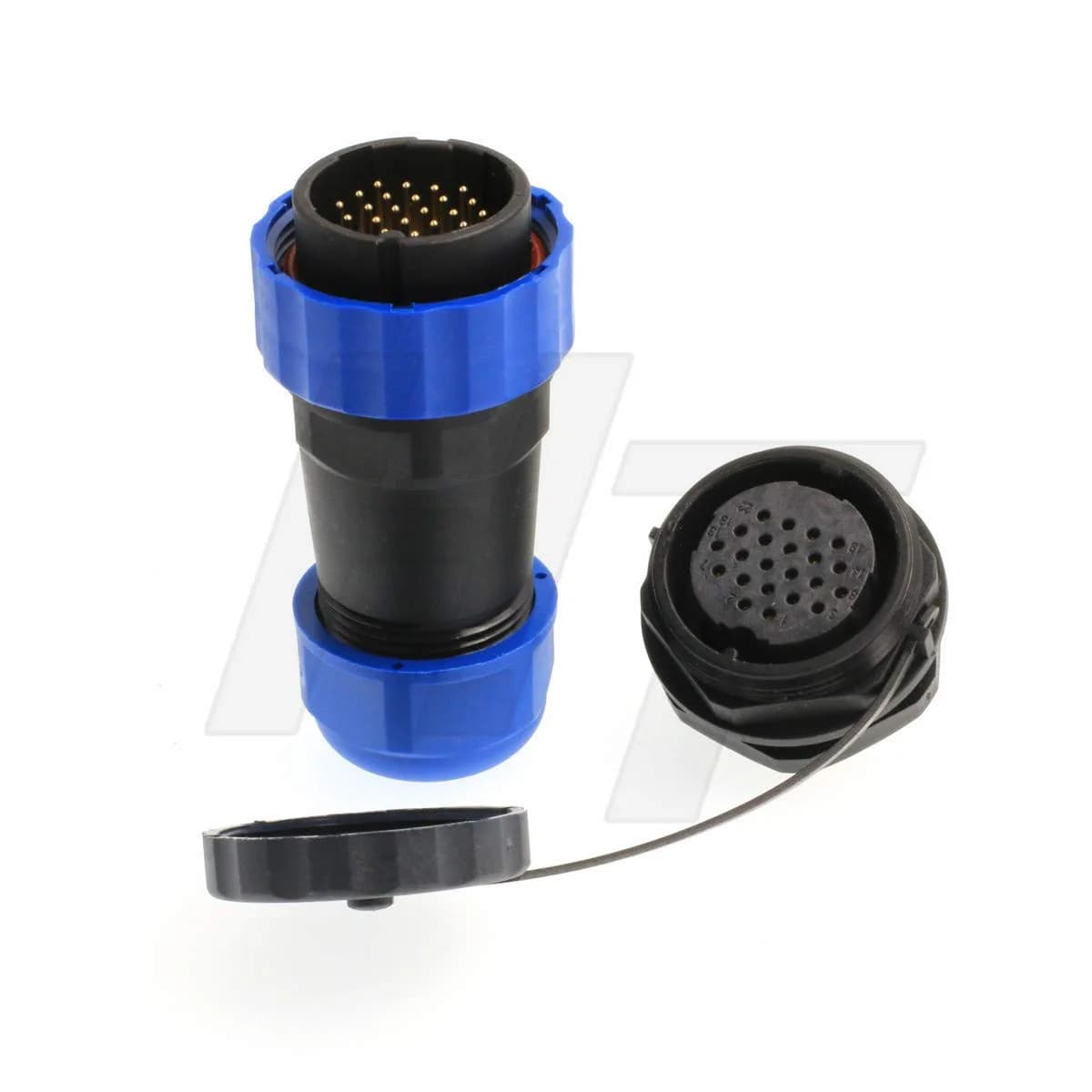 HangTon HE29 22 Pin Waterproof Circular Connector Male Cable Plug with Panel Mount Socket, 250V 5A, 12-15mm Cable Range | IP68 Rated for Harsh Environments — 22 pin