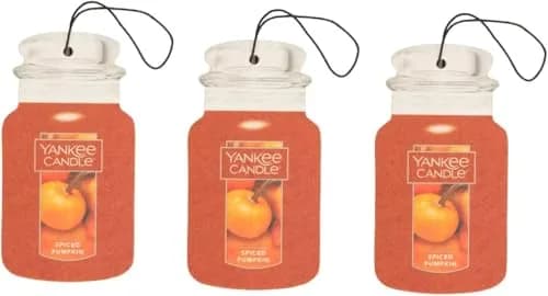 Yankee Candle Spiced Pumpkin Paper Car Jar Air Freshener (Pack of 3) | Long-Lasting Odor Neutralizing Fragrance thumbnail 1