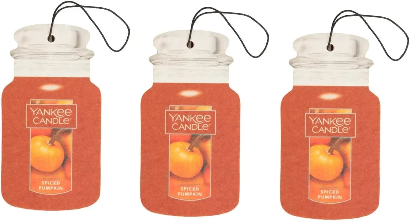 Yankee Candle Spiced Pumpkin Paper Car Jar Air Freshener (Pack of 3) | Long-Lasting Odor Neutralizing Fragrance - main product image