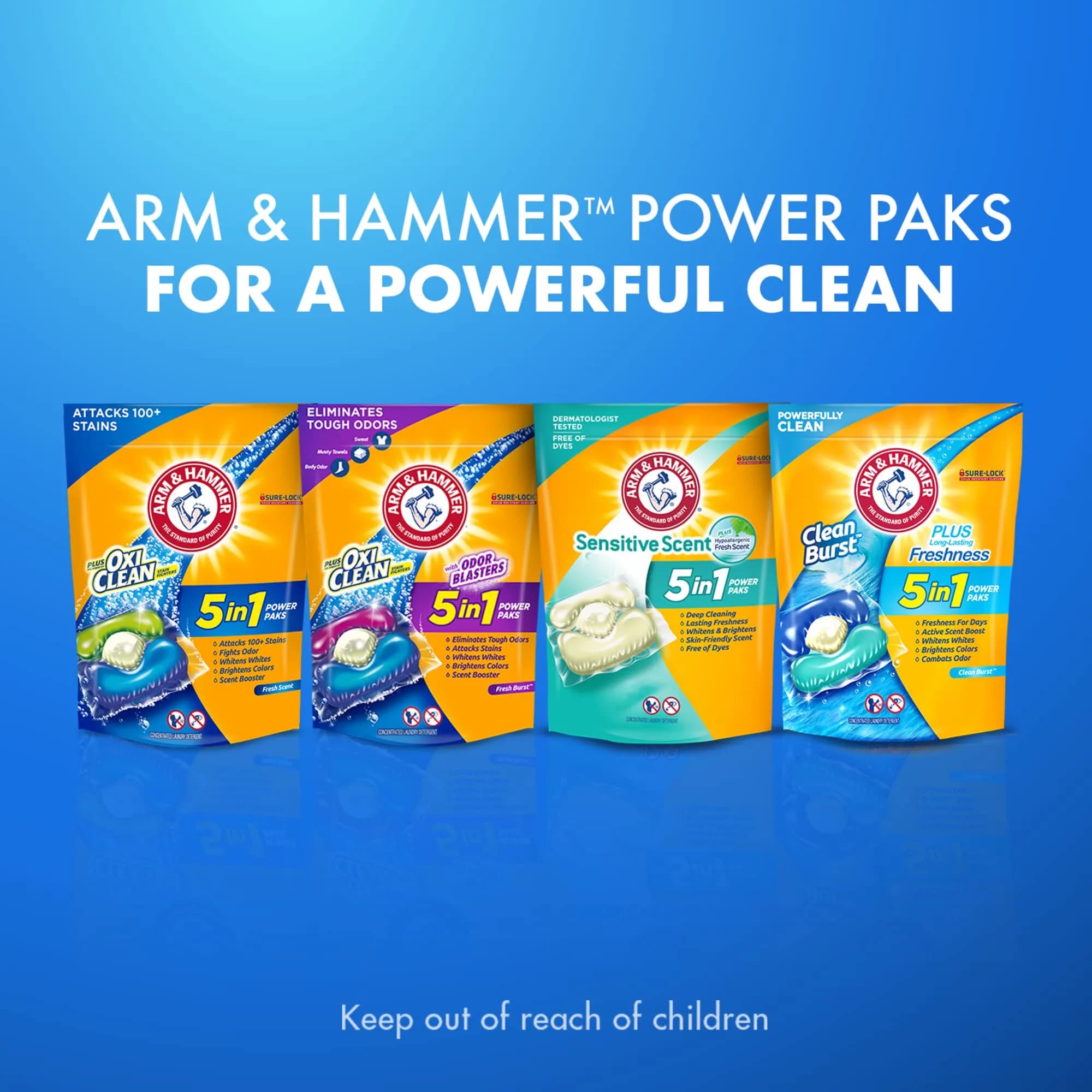 Arm & Hammer Plus OxiClean Odor Blasters 5-in-1 Power Paks, 40 Count | Concentrated Formula Laundry Detergent - view 8
