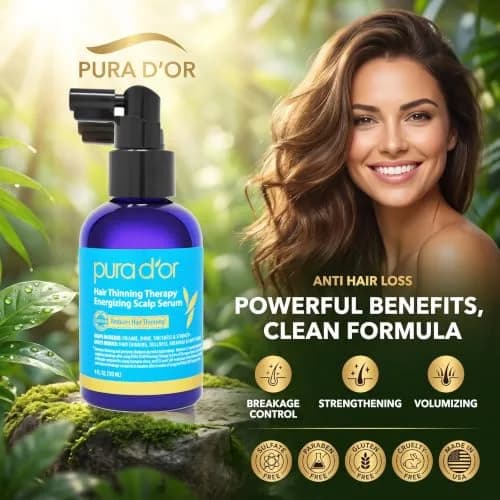 PURA D'OR Hair Thinning Therapy Energizing Scalp Serum 120ml (4 Fl Oz) | Clinically Tested for Fuller Volume thumbnail 6