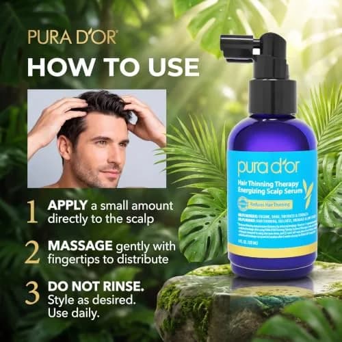 PURA D'OR Hair Thinning Therapy Energizing Scalp Serum 120ml (4 Fl Oz) | Clinically Tested for Fuller Volume thumbnail 7