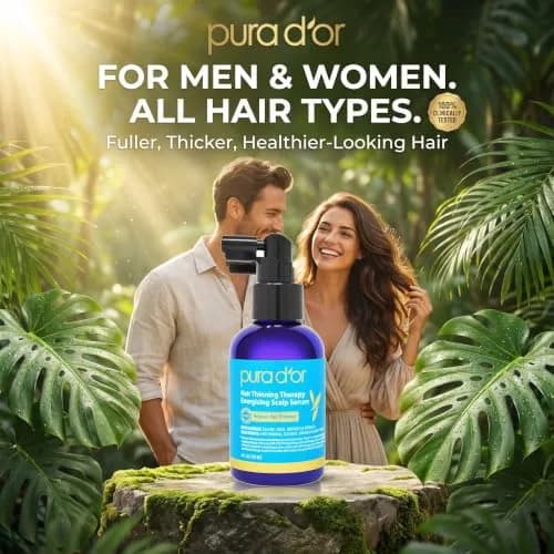 PURA D'OR Hair Thinning Therapy Energizing Scalp Serum 120ml (4 Fl Oz) | Clinically Tested for Fuller Volume thumbnail 2