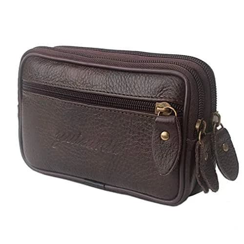 Hebetag Leather Belt Bag Coin Purse Wallet for Men Women | Vintage Genuine Leather Waist Pack — #07coffee