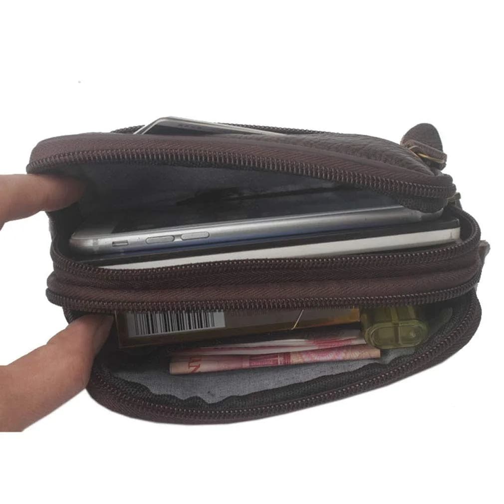 Hebetag Leather Belt Bag Coin Purse Wallet for Men Women | Vintage Genuine Leather Waist Pack