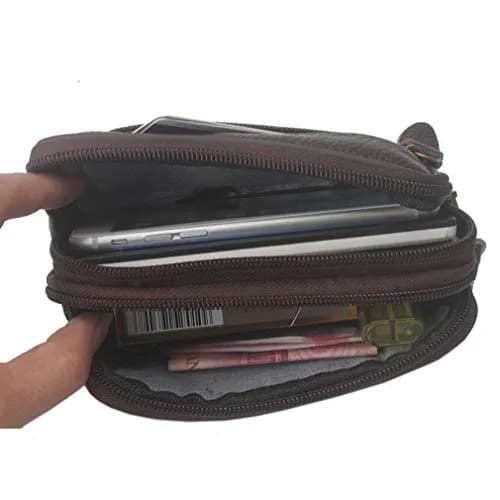 Hebetag Leather Belt Bag Coin Purse Wallet for Men Women | Vintage Genuine Leather Waist Pack thumbnail 1