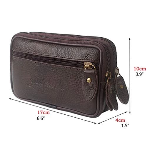 Hebetag Leather Belt Bag Coin Purse Wallet for Men Women | Vintage Genuine Leather Waist Pack thumbnail 2