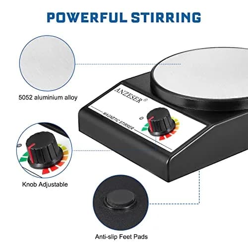 ANZESER Magnetic Stirrer Plate 3000RPM 3000mL Capacity | Lab Mixer with Stir Bar for Homebrew & Labs thumbnail 4