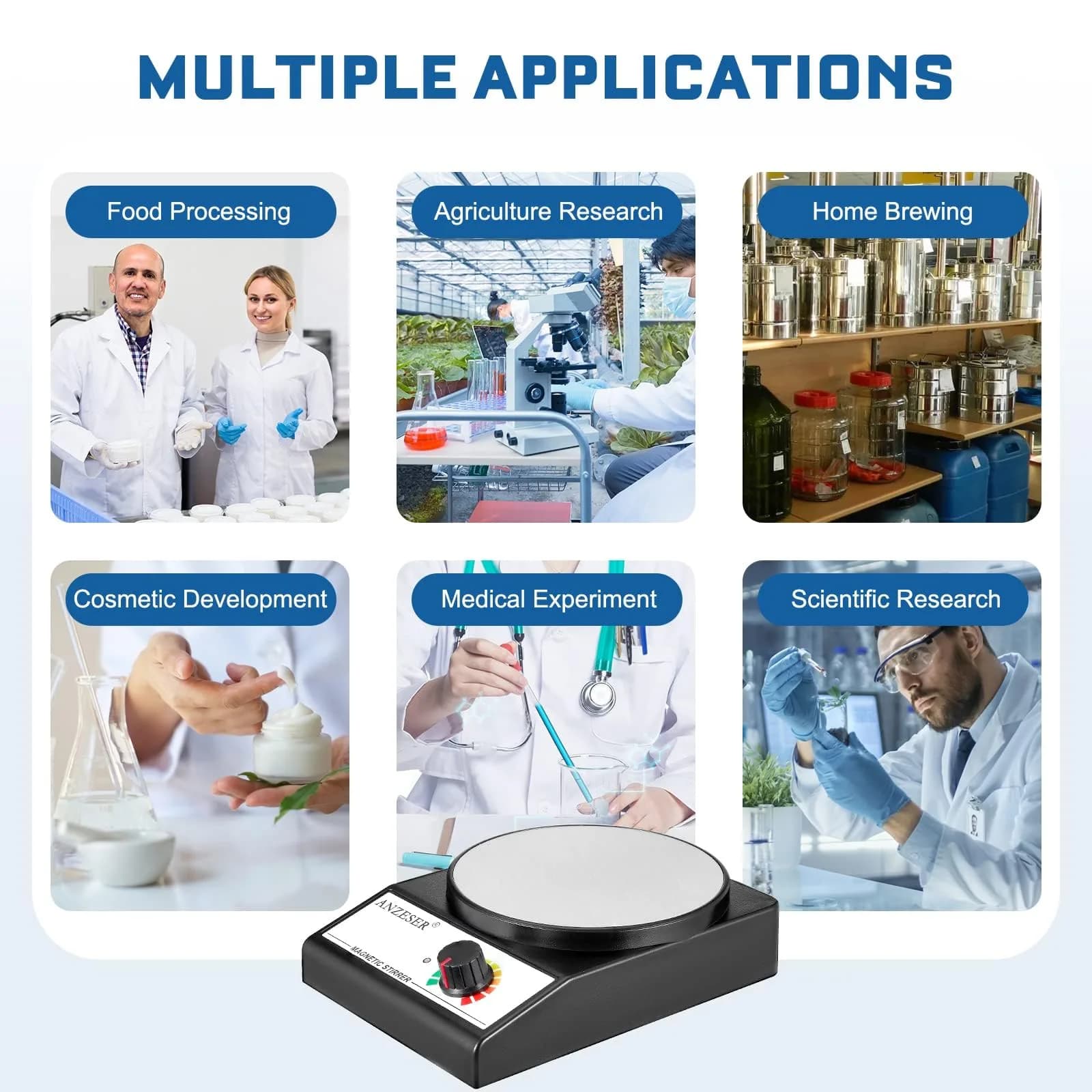 ANZESER Magnetic Stirrer Plate 3000RPM 3000mL Capacity | Lab Mixer with Stir Bar for Homebrew & Labs - view 6