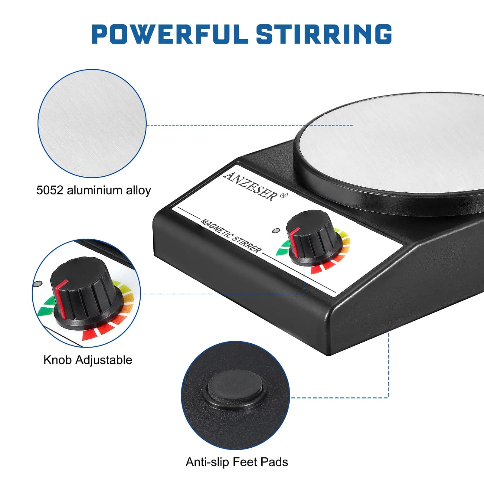 ANZESER Magnetic Stirrer Plate 3000RPM 3000mL Capacity | Lab Mixer with Stir Bar for Homebrew & Labs - view 4