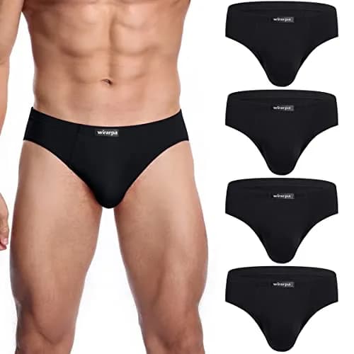 wirarpa Men's Underwear Modal Microfiber Briefs No Fly Covered Waistband Silky Touch 4 Pack Black, X-Large | Ultra Soft Breathable Comfort thumbnail 1