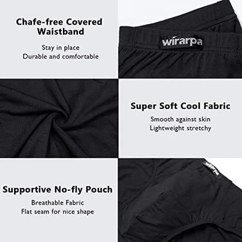 wirarpa Men's Underwear Modal Microfiber Briefs No Fly Covered Waistband Silky Touch 4 Pack Black, X-Large | Ultra Soft Breathable Comfort thumbnail 5
