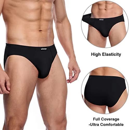 wirarpa Men's Underwear Modal Microfiber Briefs No Fly Covered Waistband Silky Touch 4 Pack Black, X-Large | Ultra Soft Breathable Comfort thumbnail 3
