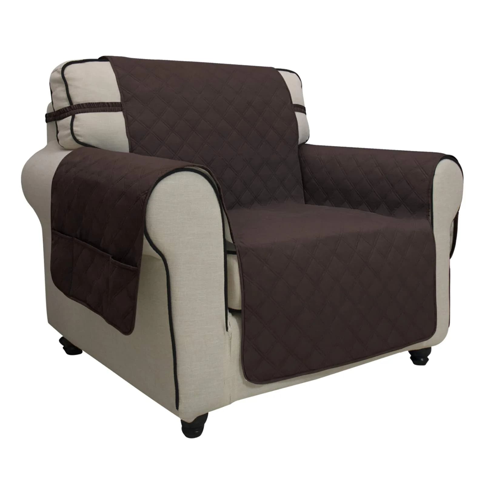 Easy-Going Waterproof Non-Slip Couch Cover Small Chair Sand | 100% Waterproof, Anti-Slip, Machine Washable — Chocolate / Small Recliner
