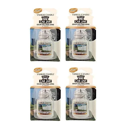 Yankee Candle Gel Car Jar Ultimate Hanging Air Freshener, Clean Cotton Scent, 4 Packs | Odor Neutralizing for Cars & Small Spaces thumbnail 1