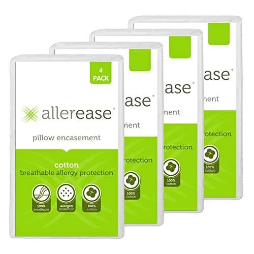 Aller-Ease 100% Cotton Allergy Pillow Protectors Standard 4 Pack | Zippered Breathable Barrier thumbnail 1