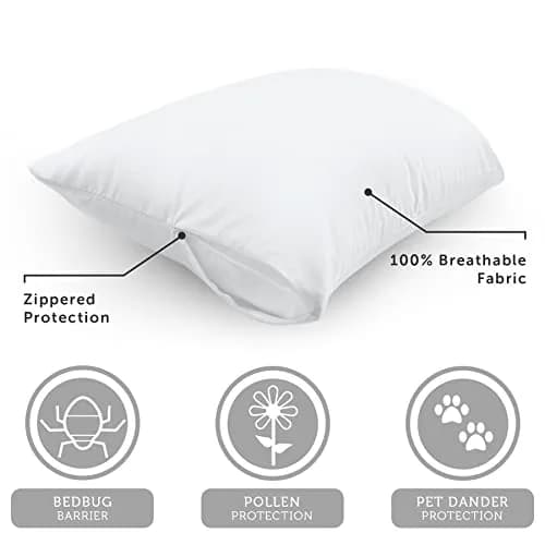 Aller-Ease 100% Cotton Allergy Pillow Protectors Standard 4 Pack | Zippered Breathable Barrier thumbnail 8