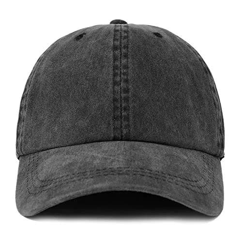 Trendy Apparel Shop Oversize Pigment Dyed Washed Cotton Baseball Cap XXL Black | Fits Up to 65CM Head thumbnail 2