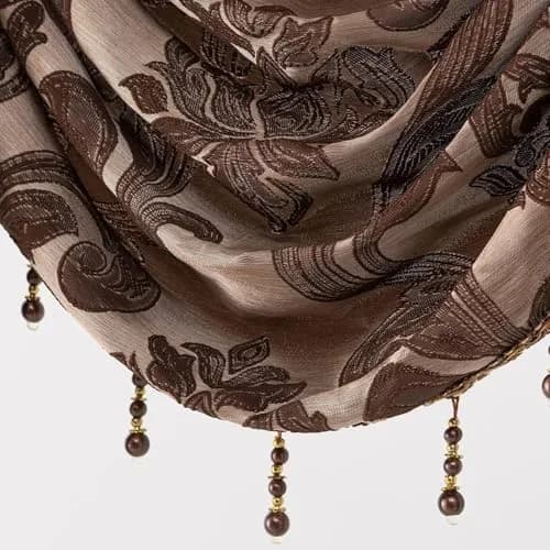 NAPEARL Window Valances for Living Room, Jacquard Damask Luxury Valance Curtains, 61-Inch Wide, Chocolate Brown | Waterfall Swags thumbnail 5