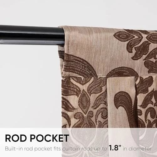NAPEARL Window Valances for Living Room, Jacquard Damask Luxury Valance Curtains, 61-Inch Wide, Chocolate Brown | Waterfall Swags thumbnail 6