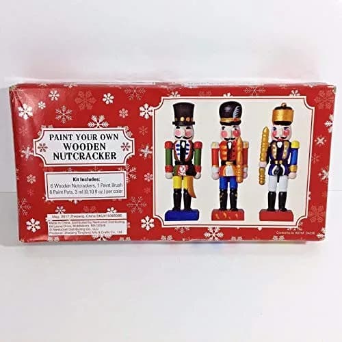 Paint Your Own 5" Mini Wooden Nutcrackers Christmas Craft Kit Box Set of 6 DIY | Unpainted Wooden Nutcrackers for Kids & Adults thumbnail 3
