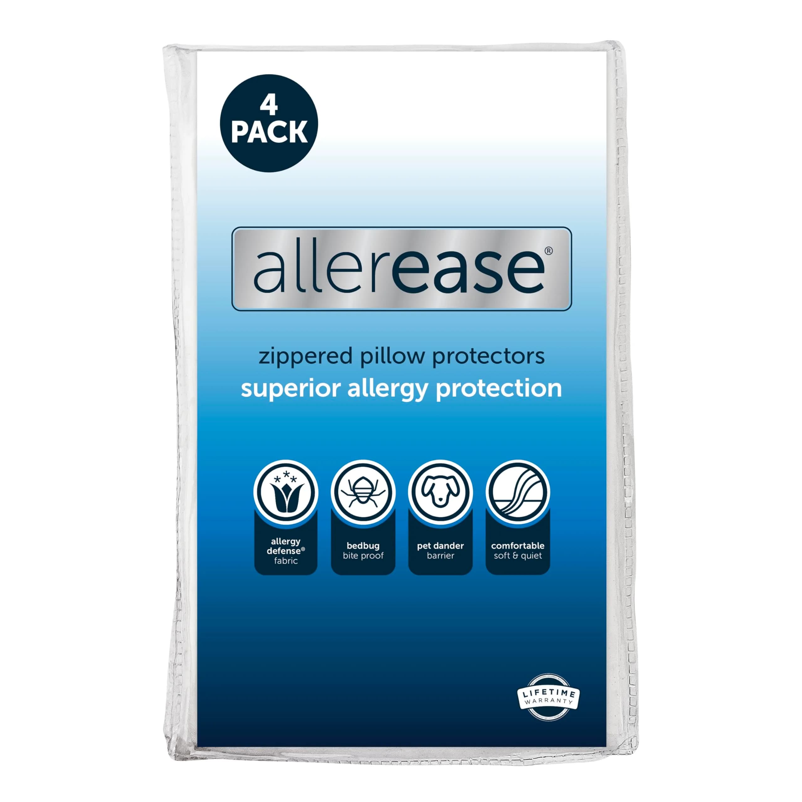 Aller-Ease Maximum Allergy Pillow Protector Set of 4 King | Moisture Wicking & Zippered - main product image