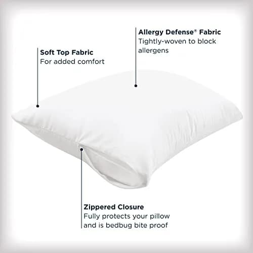 Aller-Ease Maximum Allergy Pillow Protector Set of 4 King | Moisture Wicking & Zippered thumbnail 2
