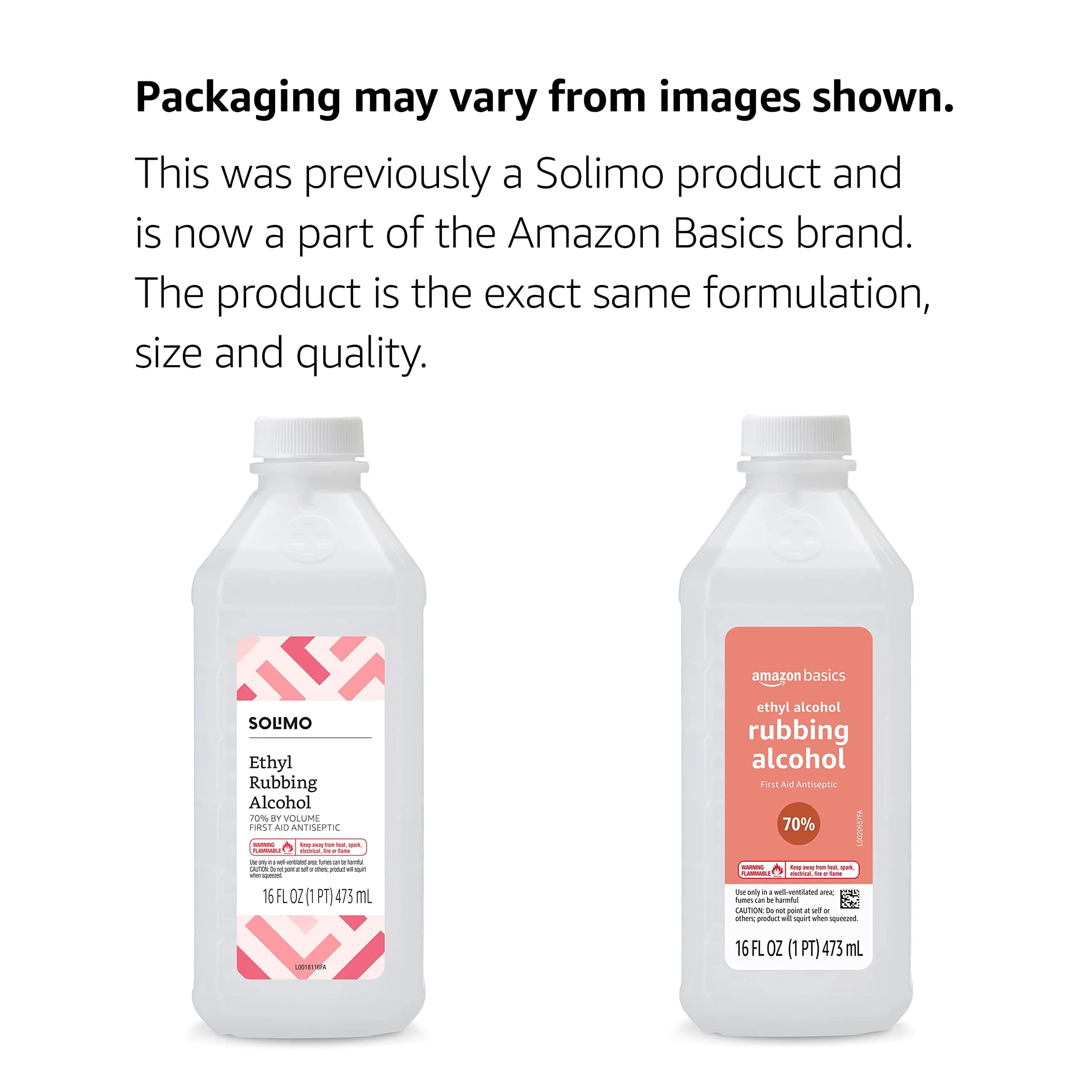 Amazon Basics 70% Ethyl Rubbing Alcohol Antiseptic 192 Fl Oz (12 x 16 Fl Oz Bottles) | For Minor Cuts, Scrapes, and Burns - view 2