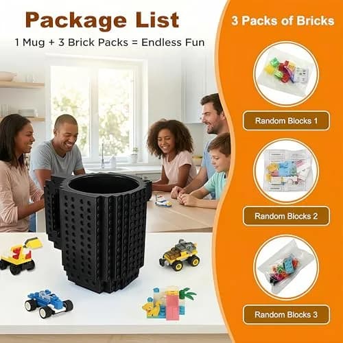 Lumsburry Build-on Brick Coffee Mug 350ml (11.8 Oz) | Fun DIY Novelty Cup for Kids & Adults thumbnail 4