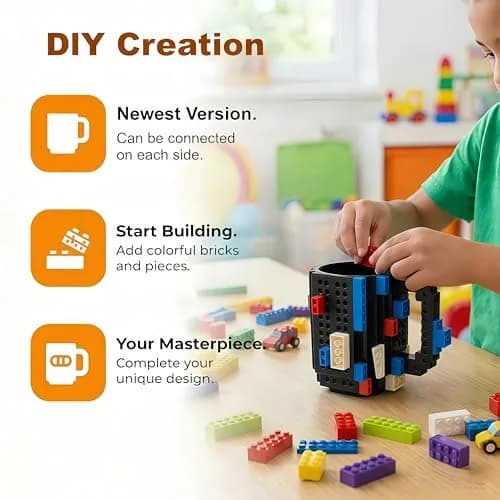 Lumsburry Build-on Brick Coffee Mug 350ml (11.8 Oz) | Fun DIY Novelty Cup for Kids & Adults thumbnail 5