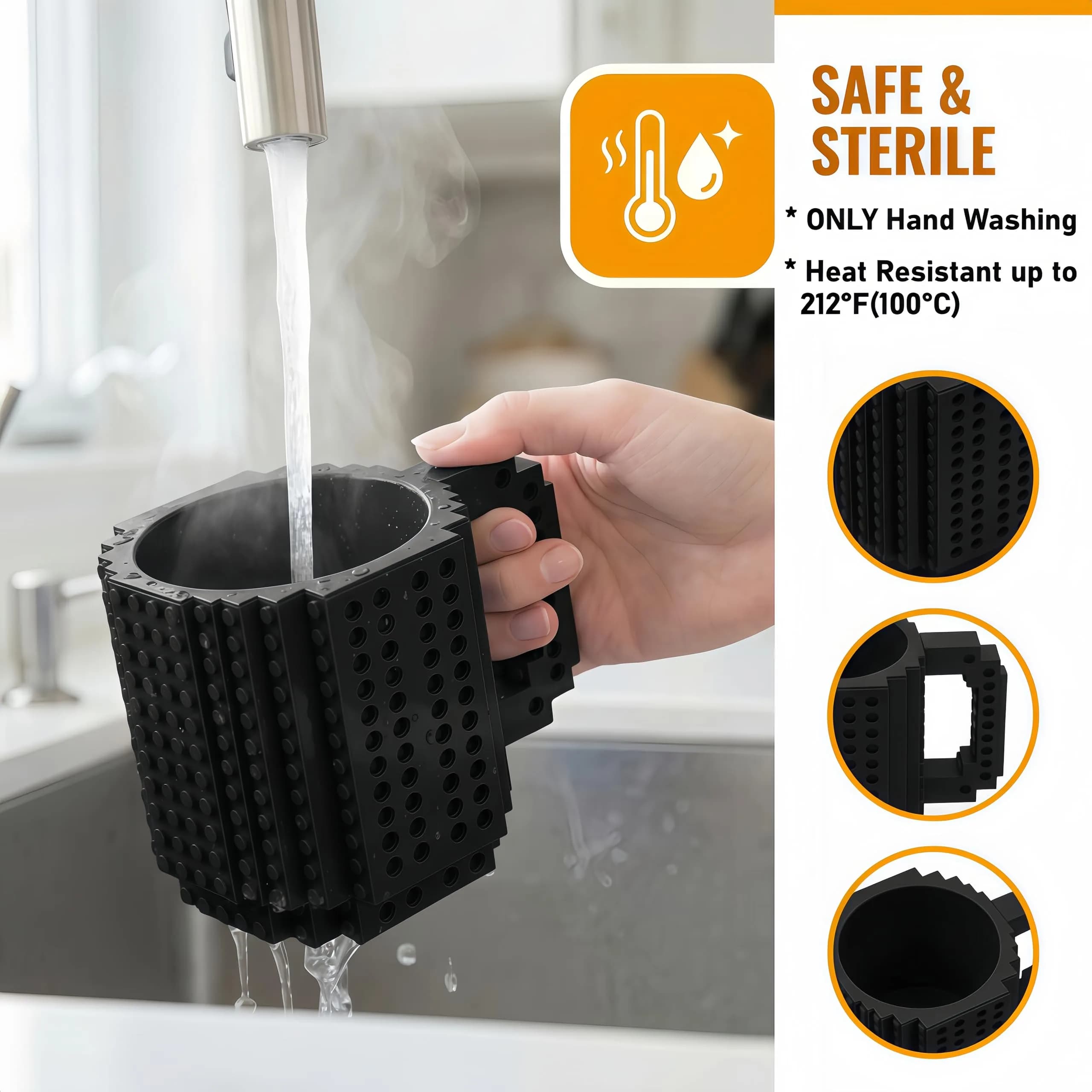 Lumsburry Build-on Brick Coffee Mug 350ml (11.8 Oz) | Fun DIY Novelty Cup for Kids & Adults - view 3