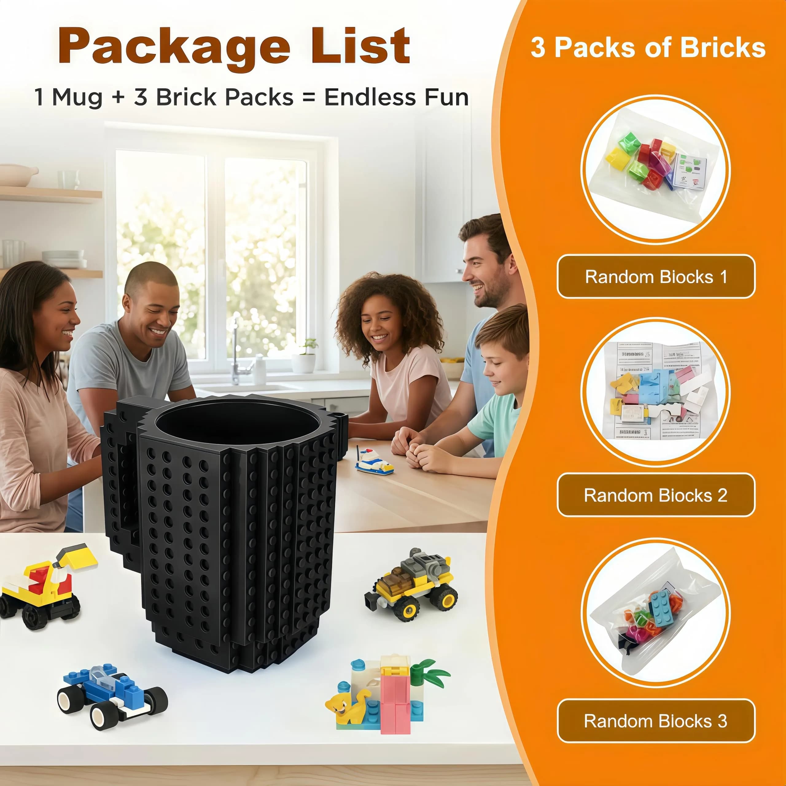 Lumsburry Build-on Brick Coffee Mug 350ml (11.8 Oz) | Fun DIY Novelty Cup for Kids & Adults - view 4