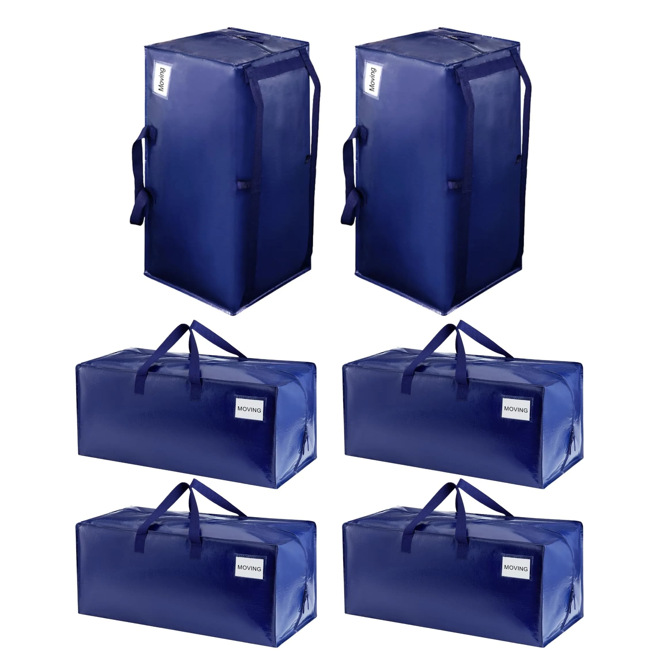 VENO Heavy Duty Moving Bags 6 Pack | Extra Large Storage with Backpack Straps, Zippers & Handles (29" W x 12" H x 14" D)