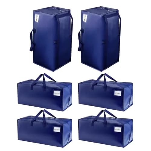 VENO Heavy Duty Moving Bags 6 Pack | Extra Large Storage with Backpack Straps, Zippers & Handles (29" W x 12" H x 14" D) thumbnail 1