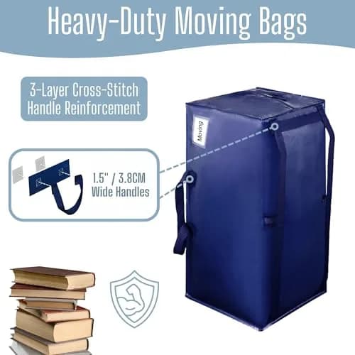 VENO Heavy Duty Moving Bags 6 Pack | Extra Large Storage with Backpack Straps, Zippers & Handles (29" W x 12" H x 14" D) thumbnail 3