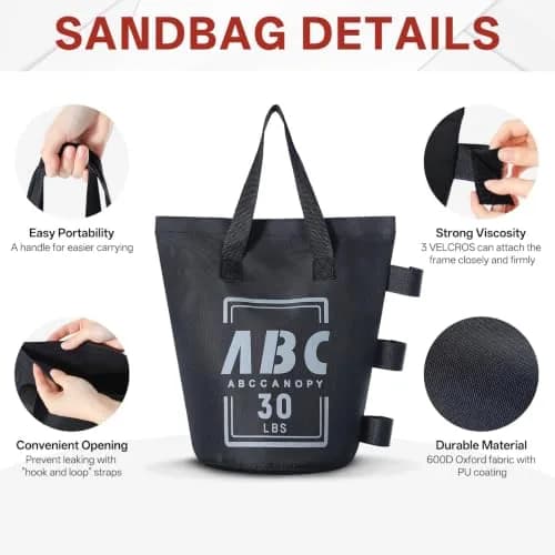 ABCCANOPY 120 lbs (54.4 kg) Canopy Weight Bags Set of 4 | Stabilize Frames for Pop-Up Tents and Gazebos thumbnail 5