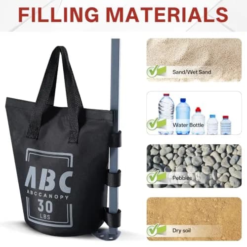 ABCCANOPY 120 lbs (54.4 kg) Canopy Weight Bags Set of 4 | Stabilize Frames for Pop-Up Tents and Gazebos thumbnail 6