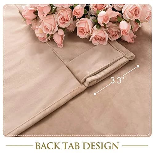 StangH Blush Beige Velvet Curtains Back Tab for Nursery, W52xL108, 2 Panels | Room Darkening, Energy Insulation, Elegant Velvet thumbnail 4