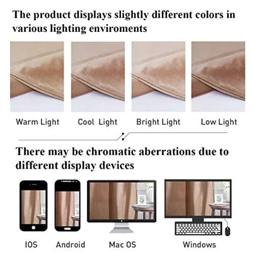 StangH Blush Beige Velvet Curtains Back Tab for Nursery, W52xL108, 2 Panels | Room Darkening, Energy Insulation, Elegant Velvet thumbnail 6