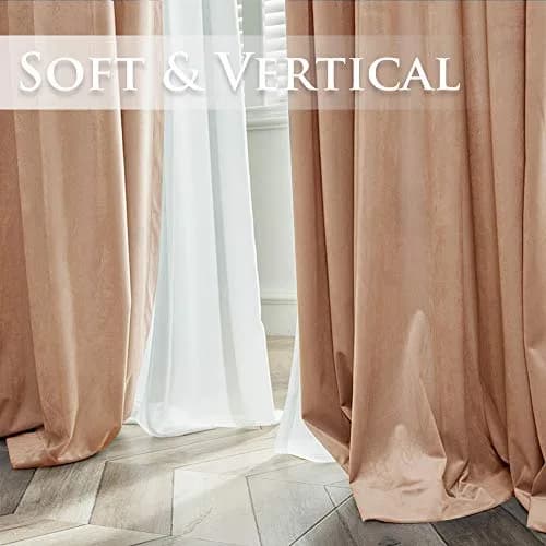 StangH Blush Beige Velvet Curtains Back Tab for Nursery, W52xL108, 2 Panels | Room Darkening, Energy Insulation, Elegant Velvet thumbnail 7