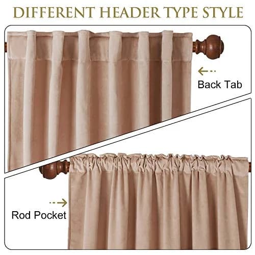 StangH Blush Beige Velvet Curtains Back Tab for Nursery, W52xL108, 2 Panels | Room Darkening, Energy Insulation, Elegant Velvet thumbnail 2