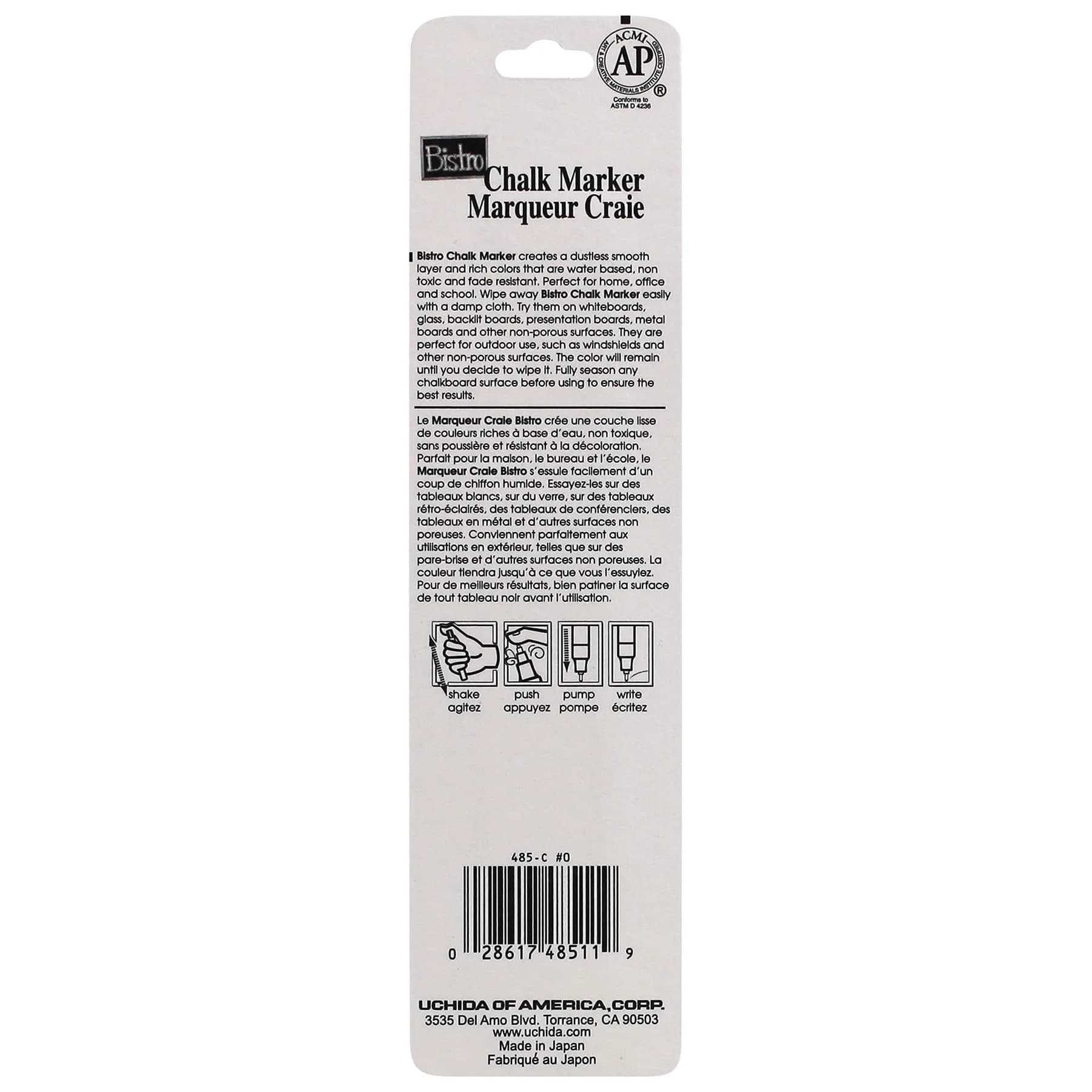 Uchida Bistro Chalk Marker Extra Fine Tip White | Works on Non-Porous Surfaces - view 2