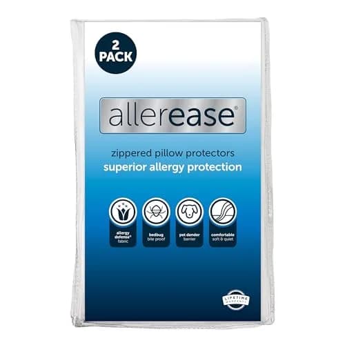Aller-Ease Standard/Queen Pillow Protectors (2-Pack) | Advanced Allergy Protection, Zippered, Moisture Wicking thumbnail 1