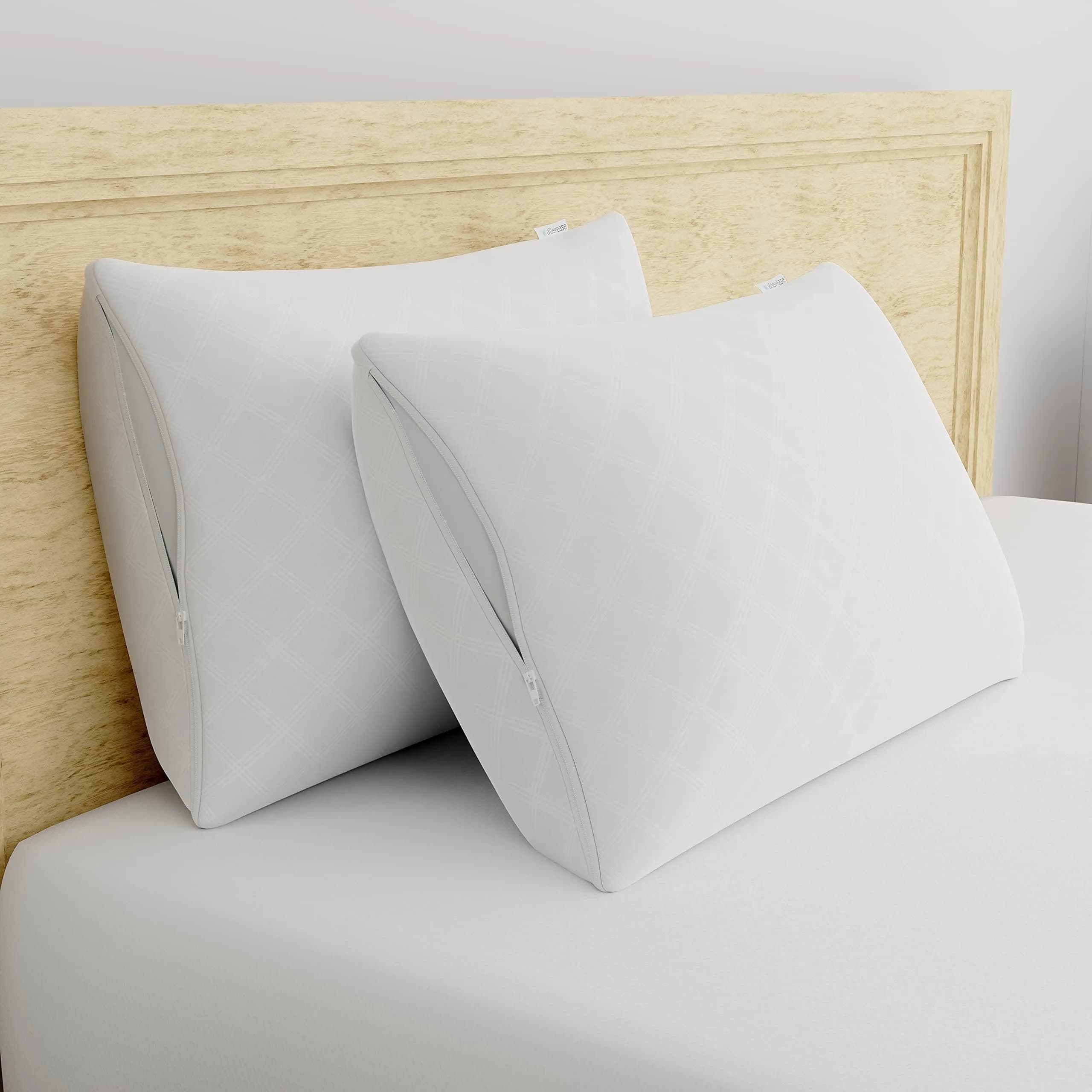 AllerEase Premier Allergy Zipper Pillow Protector King 2 Pack | Breathable, Hypoallergenic, Zippered Encasement - view 6