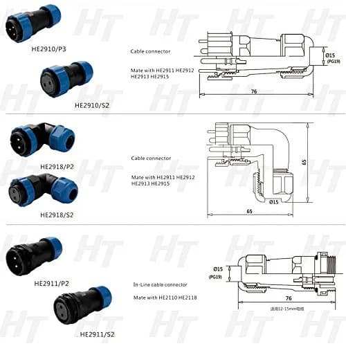 HangTon HE29 Circular Connector 26 pin | Waterproof IP68, Threaded Coupling, Solder Termination thumbnail 4